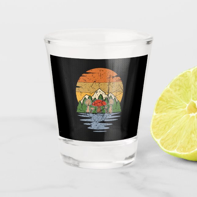 Pilz-Picking Retro Schnapsglas (Vorderseite)