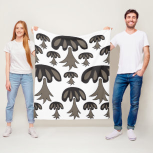 Pilz Schwarz Grau Muster Fleecedecke