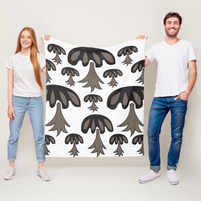 Pilz Schwarz Grau Muster Fleecedecke (Beispiel)