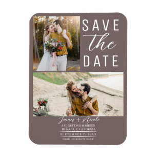 Pilz Taupe 2 Fotos Save the Date Hochzeit Magnet
