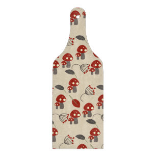 Pilz- und Blätter-Retro-Muster Schneidebrett