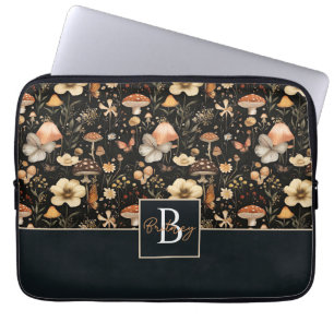 Pilz- und Blume Kernmuster mit Namen Laptopschutzhülle