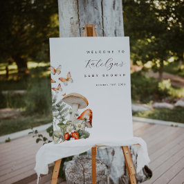 Pilz- und Erdbeeren Babydusche Begrüßungszeichen Poster