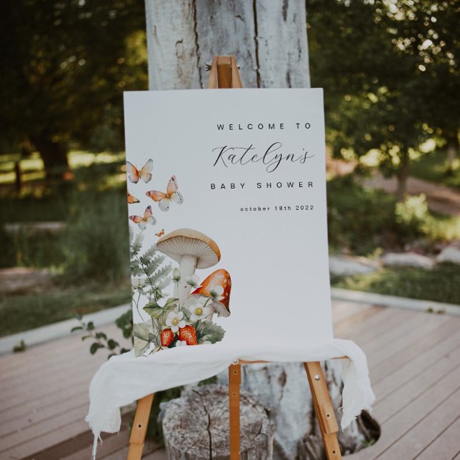 Pilz- und Erdbeeren Babydusche Begrüßungszeichen Poster (Von Creator hochgeladen)