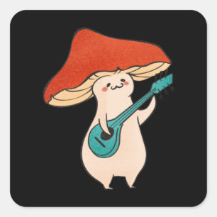 Pilz und Musik Quadratischer Aufkleber