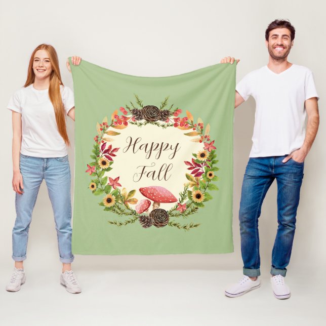 Pilz und Sonnenblumen mit anpassbarem Text  Fleecedecke (Beispiel)
