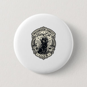 Pilz-Wald-Feenkater-Lustige Katze Grafik - Pilz Button