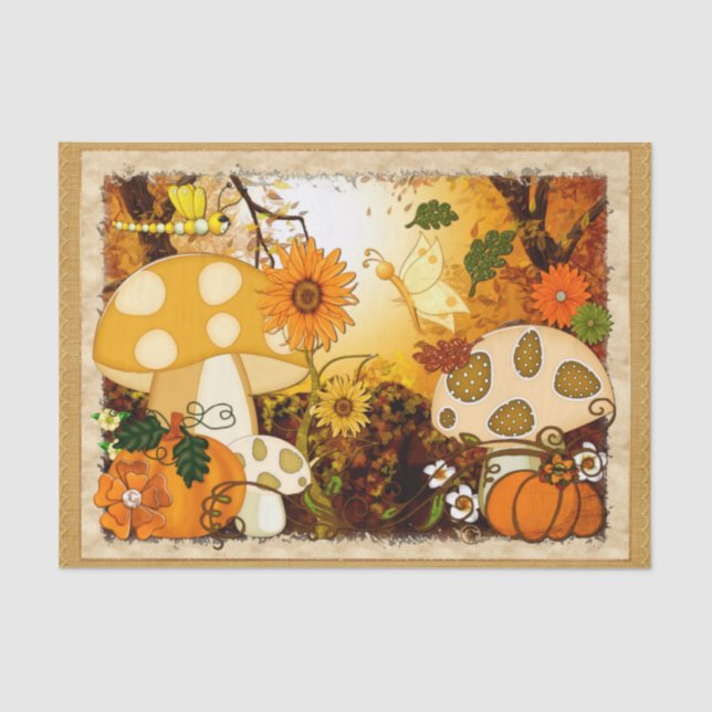 Pilz Whimsischer Herbstfantasie Seidenpapier (Vorderseite)