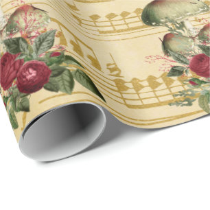 Pilze Antike Pfingstrose Lila Lied Noten Geschenkpapier