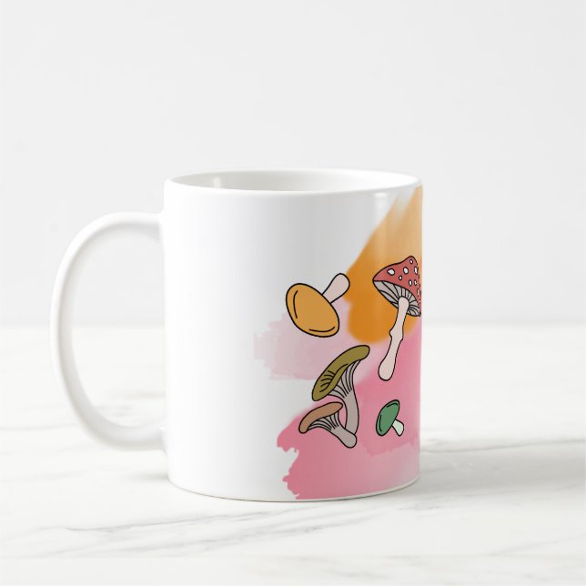 Pilze Aquarellmalerei Kaffeetasse (Links)