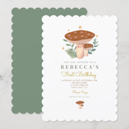 Pilze aus Aquarell Erster Geburtstag Einladung