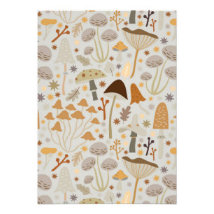 Pilze aus dem Mushroom Hunter Mitte des Jahrhunder Fotodruck