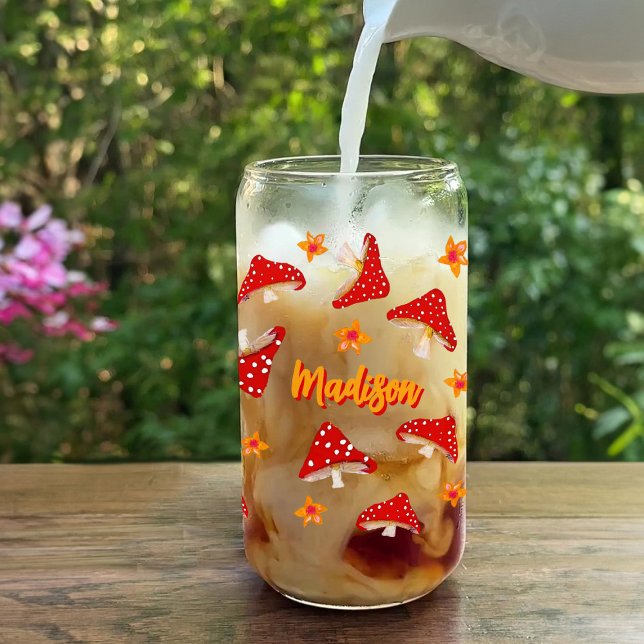 Pilze Blume Niedlich Retro Teen Kawaii Name hinzuf Dosenglas (Von Creator hochgeladen)