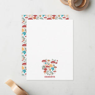 Pilze & Blumen Mitte Jahrhundert Moderner Individu Mitteilungskarte