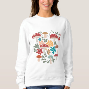 Pilze & Blumen Mitte Jahrhundert Modernes Muster Sweatshirt