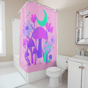 Pilze & Blumensträuße - Lavendelblume Rose & lila Duschvorhang