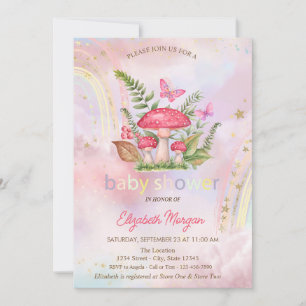 Pilze Butterfliegen Rainbow Floral Baby Dusche Einladung