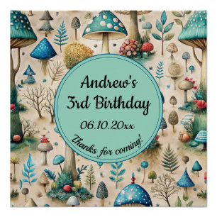 Pilze Fairyland Geburtstagsparty Willkommensunters Poster