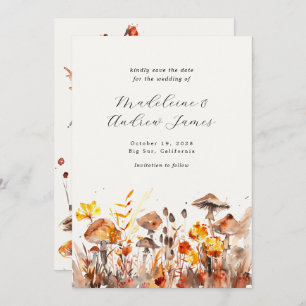 Pilze Fall Wilde Blume Kalligrafie Hochzeit Save The Date
