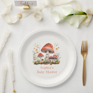 Pilze Floral Baby Dusche Pappteller