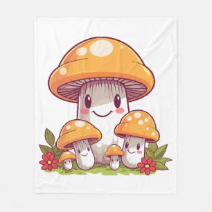 Pilze für die Ernährung, glücklicher kawaii-Stil Fleecedecke