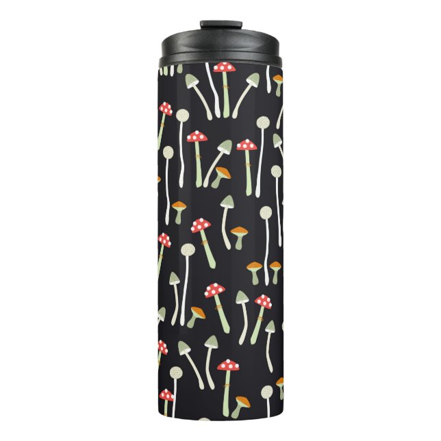 Pilze, Herbst, Muster  Thermosbecher (Vorderseite)