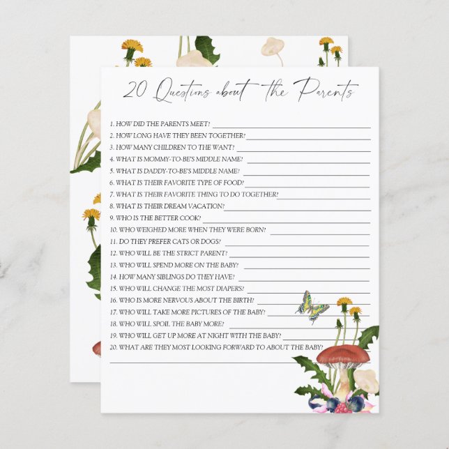 Pilze im Herbst - 20 Fragen zu den Eltern (Vorne/Hinten)