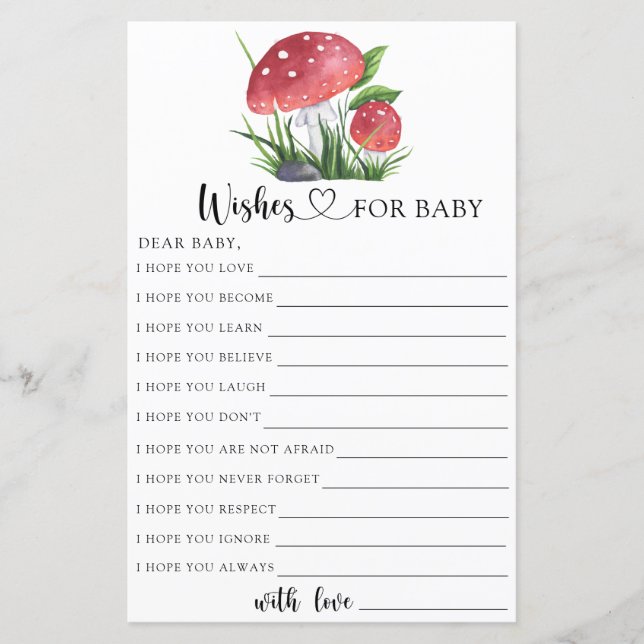 Pilze im Herbst Babydusche Wünsche für Kinder (Vorderseite)