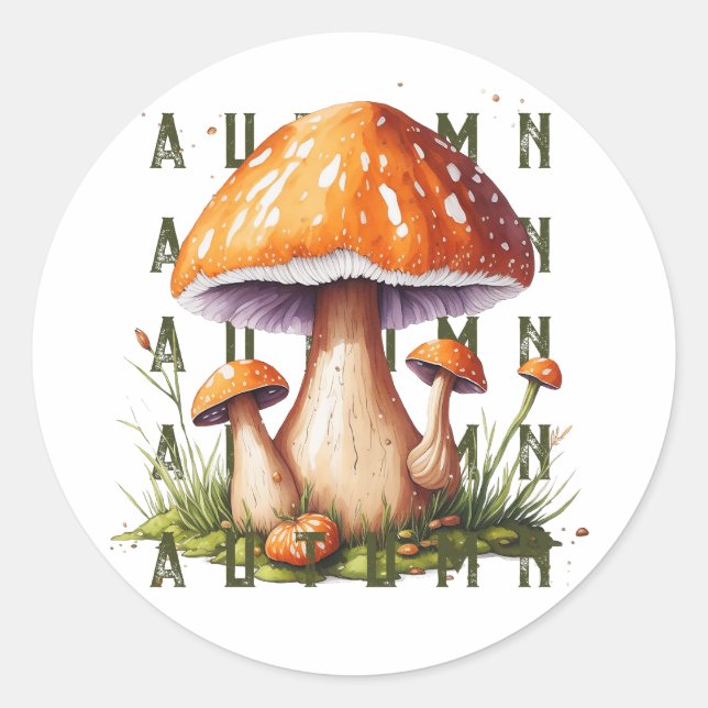Pilze im Herbstwald Runder Aufkleber (Vorderseite)
