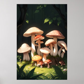 Pilze im Wald Poster
