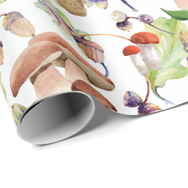 Pilze in einem weichen Aquarellmuster Geschenkpapier (Rolleneckpunkt)