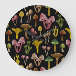 Pilze, Lichen und farbenfrohe Pilze Große Wanduhr