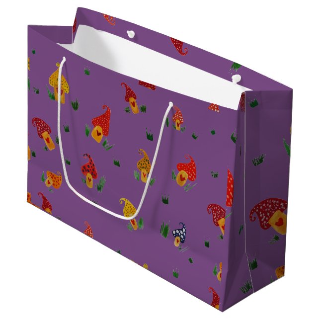 Pilze mit eigenem Herz - Geschenktasche - Große Geschenktüte (Vorderseite Schrägansicht)