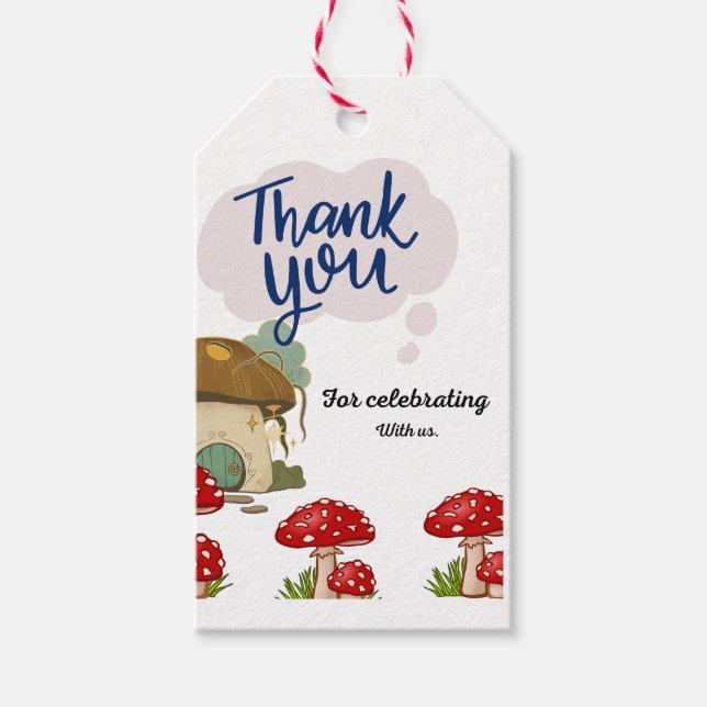 Pilze mit Geschenkwüren Geschenkanhänger (Vorderseite)