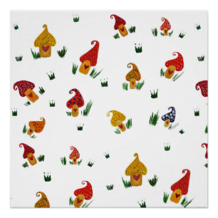 Pilze mit Herz-Poster-Papier (Semi-Glanz) Poster