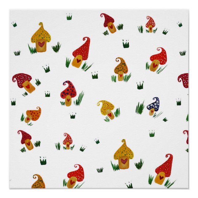 Pilze mit Herz-Poster-Papier (Semi-Glanz) Poster (Vorderseite)