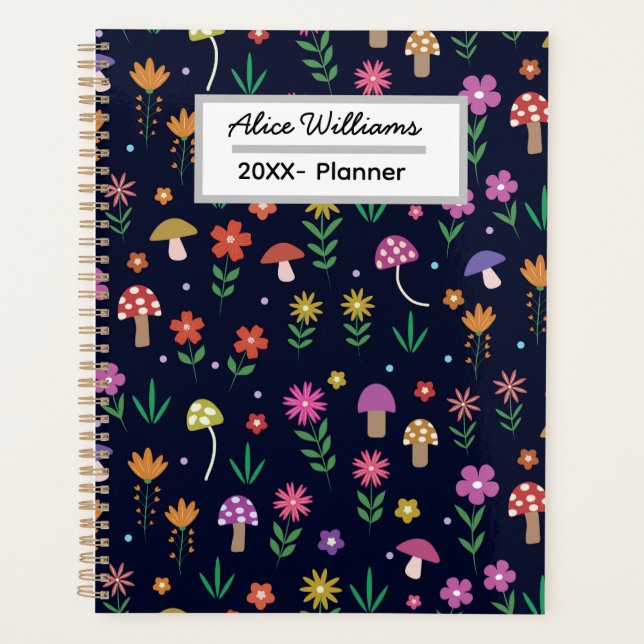 Pilze mit Whimsischer Blume Personalisiert Planer (Vorderseite)
