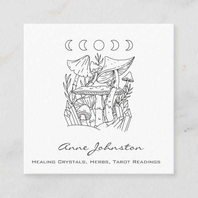 Pilze, Monde und Kristalle Quadratische Visitenkarte (Vorderseite)