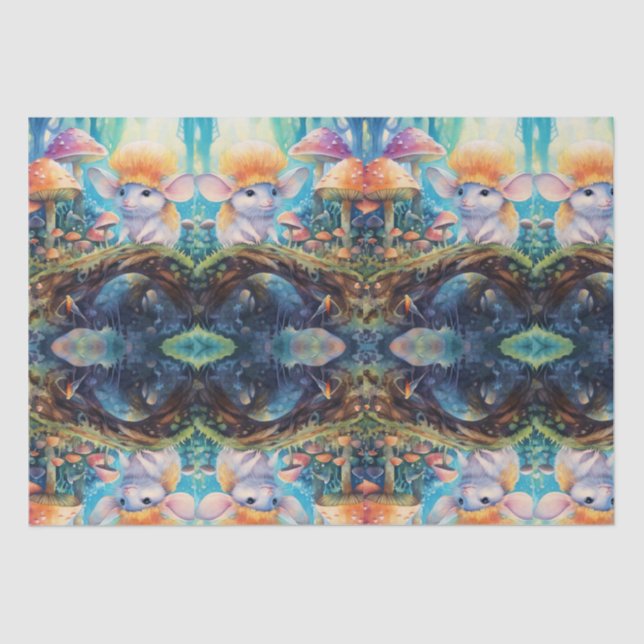Pilze Mouse Mystic Forest Decoupage Seidenpapier (Vorderseite)