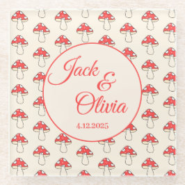 Pilze Niedlich Retro Kawaii Kundenname Glasuntersetzer