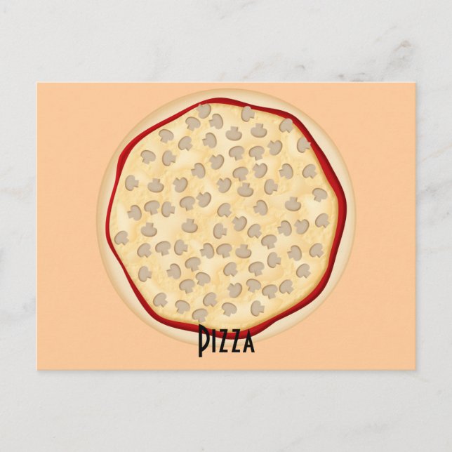 Pilze Pizza Rezept Card Postkarte (Vorderseite)