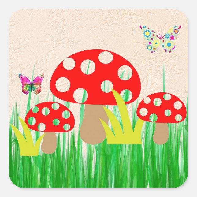 Pilze Quadratischer Aufkleber (Vorderseite)