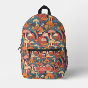 Pilze Regenbogen Monogramm Name Lager Schule Bedruckter Rucksack