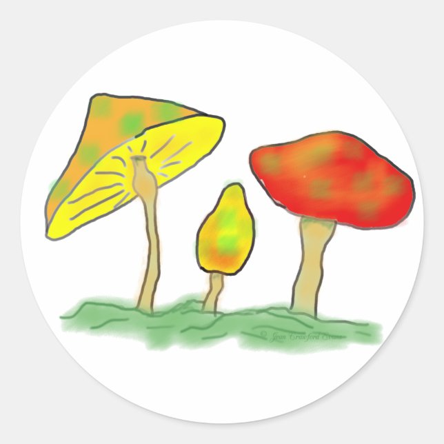 Pilze Runder Aufkleber (Vorderseite)