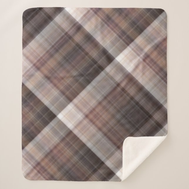 Pilze Rustikale Braune Plaid Sherpadecke (Vorderseite)