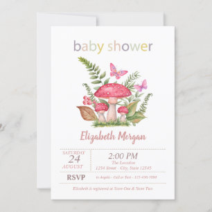 Pilze Schmetterling Punkte Baby Shower Einladung