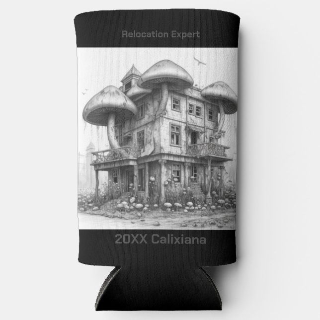 Pilze Schwarz-Weiß Selters Dosenkühler (Vorderseite)