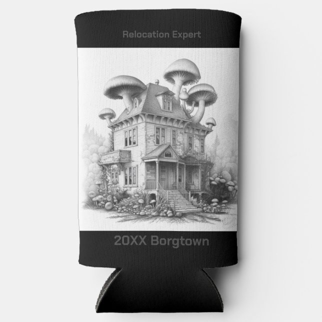 Pilze Schwarz-Weiß Selters Dosenkühler (Vorderseite)