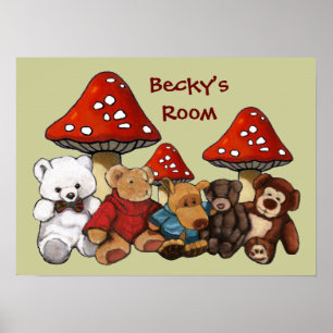 Pilze & Teddybären: Kinderzimmer personalisieren Poster