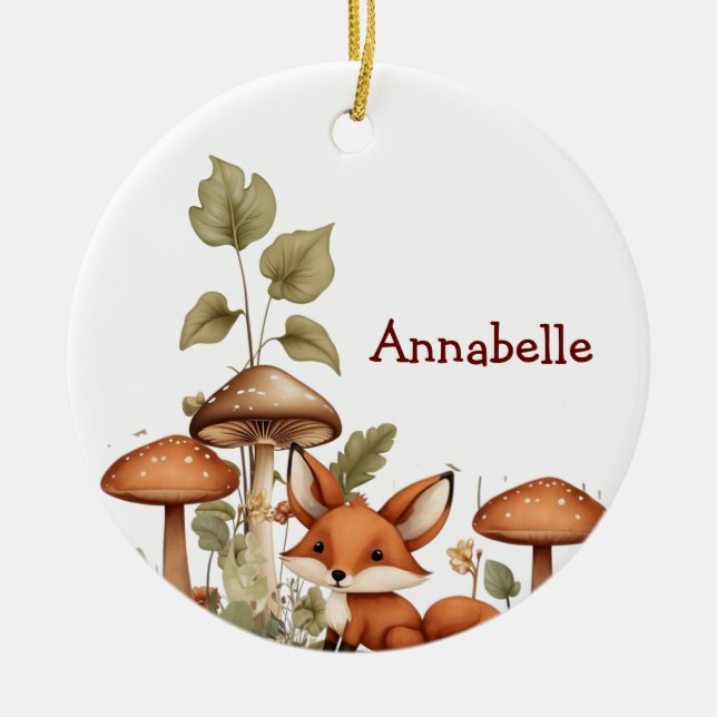 Pilze und Baby Fox Ornament (Vorne)